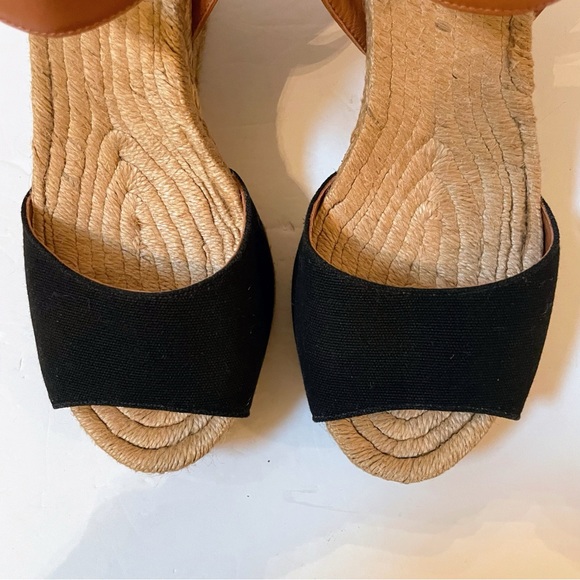 TORY BURCH Wood Wedge Heeled Espadrille Sandals Size 9 - Picture 3 of 14
